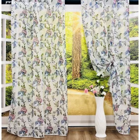 Voile, futó rózsák, kék lila ,145x250 cm 2 db csomag