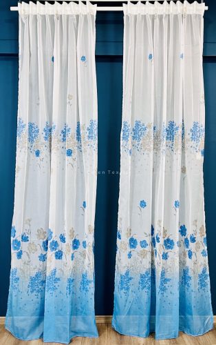 Voile, kék virágos, 145x250 cm 