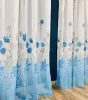 Voile, kék virágos, 145x250 cm 