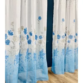Voile, kék virágos, 145x250 cm 