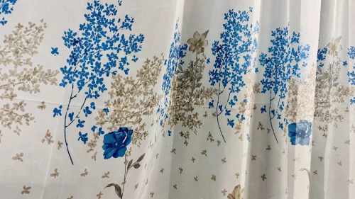 Voile, kék virágos, 145x250 cm 