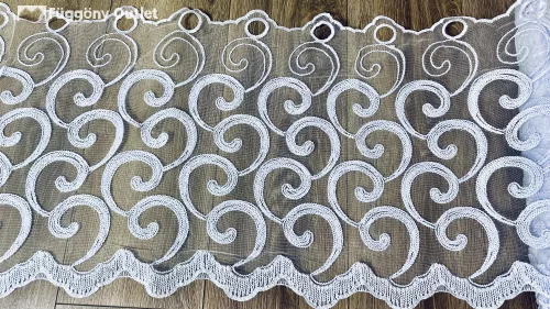 Méteráru, Vitrázs Függöny , Melisz, himzett jeges, fehér, 45 cm 
