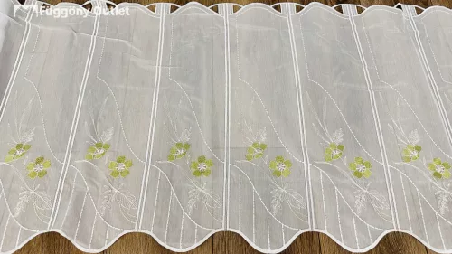 Méteráru, Vitrázs Függöny, voile, zöld virág , 60 cm