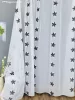 Méteráru, Voile, fekete virágos, fehér, 220 cm 