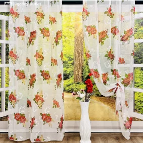 Voile, piros rózsa ,145x250 cm 2 db csomag