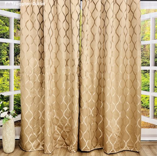 Sötétítő, Rombuszminta, Mogyoró, 145x250 cm, 2db-os csomag