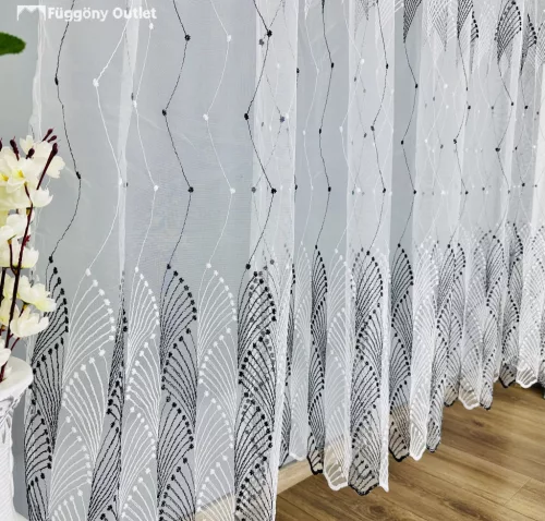 Himzet tüll, NAR fehér alapon fekete, 300x180 cm