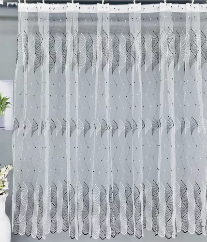 Himzet tüll, NAR fehér alapon fekete, 300x180 cm