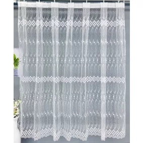 Hímzett tüll, kis virágos, fehér, 300x180 cm