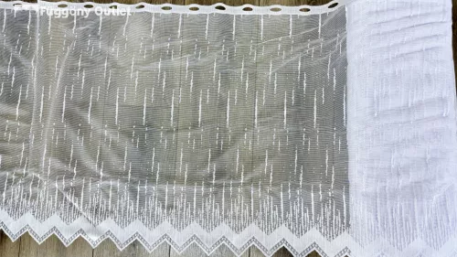 Méteráru, Vitrázs Függöny, Zsakar, zápor fehér, 63 cm 