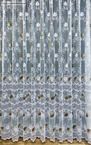 Szőlőlevél, Zsakar, fehér alapon barna, 300x250 cm