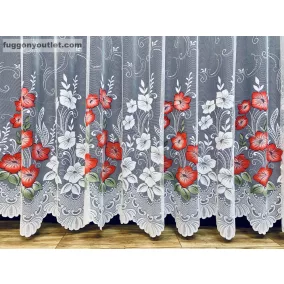 Pipacsvirág, fehér alapon piros, 500x250 cm