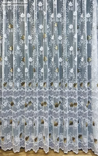 Szőlőlevél, Zsakar, fehér alapon barna, 400x175 cm