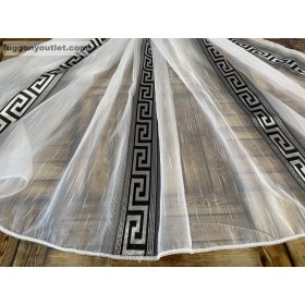 Voile, Görög minta, fehér fekete, 400x260 cm