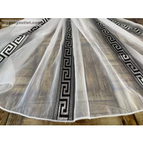 Voile, Görög minta, fehér fekete, 400x260 cm
