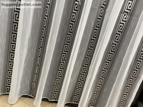 Voile, Görög minta, fehér fekete, 400x260 cm