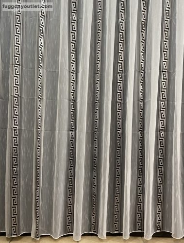 Voile, Görög minta, fehér fekete, 400x260 cm