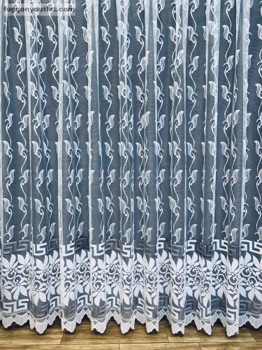 Görög minta, fehér alapon szürke, 500x175 cm