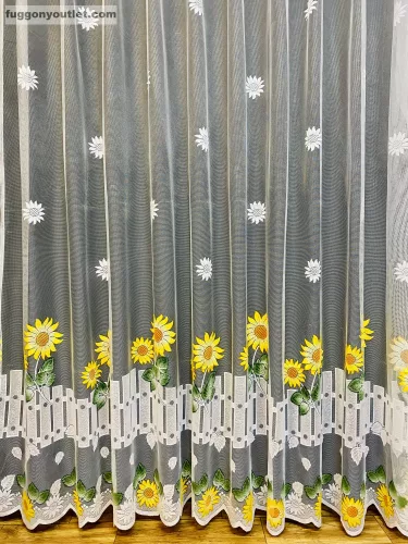 Rácsos Virág, fehér alapon zöld sárga narancs, 500x250 cm