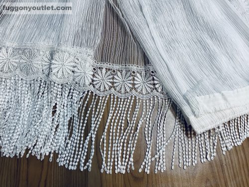 Csipkés Függöny, (30 cm fehér Csipke) Macaron fehér, 300x180 cm