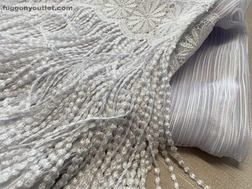 Csipkés Függöny, (30 cm fehér Csipke) Macaron fehér, 300x180 cm