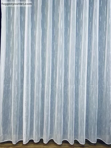 Voile, Pálcikás, fehér alapon szürke, 300x150 cm 