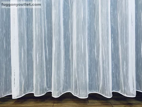 Voile, Pálcikás, fehér alapon szürke, 300x150 cm 