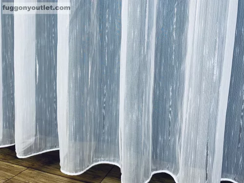 Voile, Pálcikás, fehér alapon szürke, 300x150 cm 