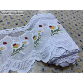   Méteráru, Vitrázs Függöny, Zsakar, katica, fehér, 60 cm