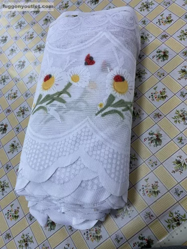 Méteráru, Vitrázs Függöny, Zsakar, katica, fehér, 60 cm