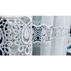   Méterárú, Csipkés Függöny, csepp, fehér, 280 Magas (Kétsoros Csipkés) 