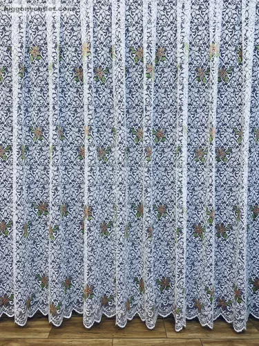 Sűrű Levél, fehér alapon zöld barna, 300x155 cm