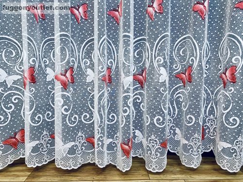 Pillangó, fehér alapon piros, 300x155 cm