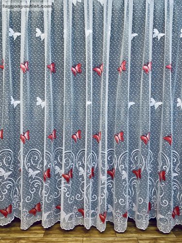 Pillangó, fehér alapon piros, 300x155 cm