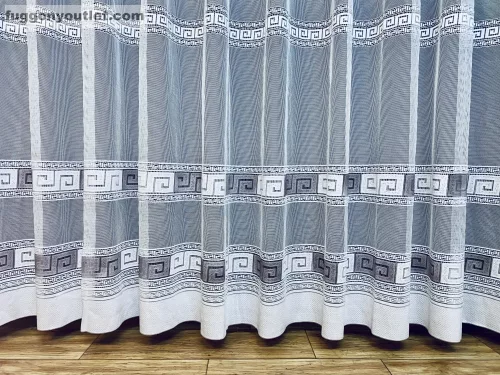 Görög minta 2, fehér alapon szürke, 300x155 cm