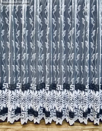 Görög minta, fehér alapon fekete, 300x175 cm