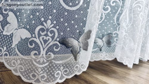 Pillangó, fehér alapon szürke, 300x155 cm 