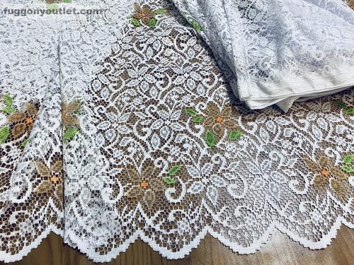 Sűrű Levél, fehér alapon zöld barna, 200x250 cm