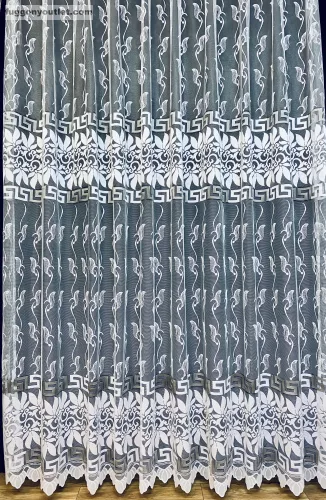 Görög minta, fehér alapon szürke, 300x250 cm