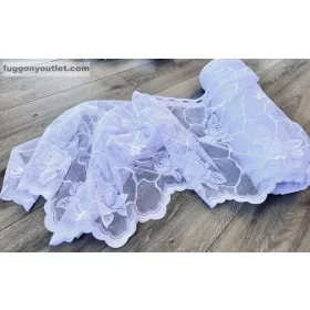 Méteráru, Vitrázs Függöny, Rózsa minta fehér, 60 cm