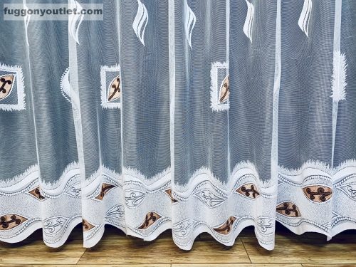 Készfüggöny, zsakar, pablo fehér alapon barna, 500x180 cm