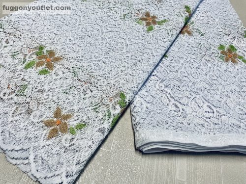 Sűrű Levél, fehér alapon zöld barna, 500x250 cm