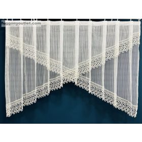 Csipkés Függöny, Macaron x pano, krém, 330x145 cm