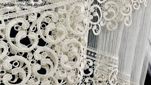 Csipkés Függöny, Macaron x pano, krém, 330x145 cm
