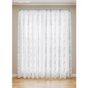 Voile, Azra, fehér alapon barna, 200x210 cm