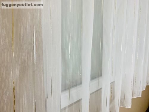 Voile, Pálcikas fehér alapon arany, 300x150 cm