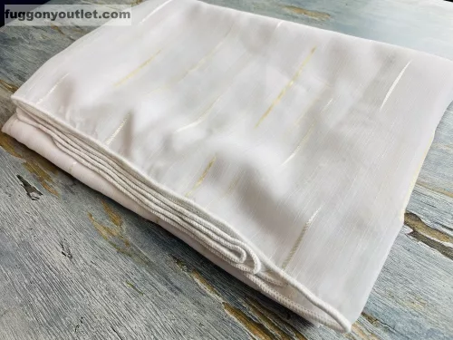 Voile, Pálcikas fehér alapon arany, 400x150 cm