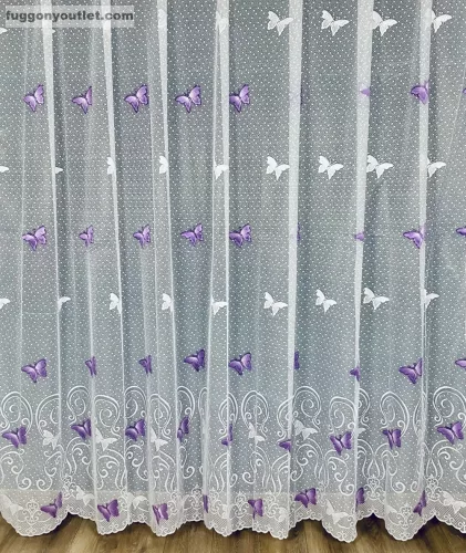 Pillangó, fehér alapon lila, 400x155 cm