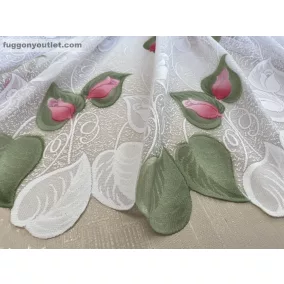 Tulipánlevél, fehér alapon Rózsaszín,-zöld, 300x175 cm