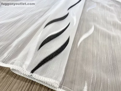 Voile, Azra, fehér alapon fekete, 200x210 cm 
